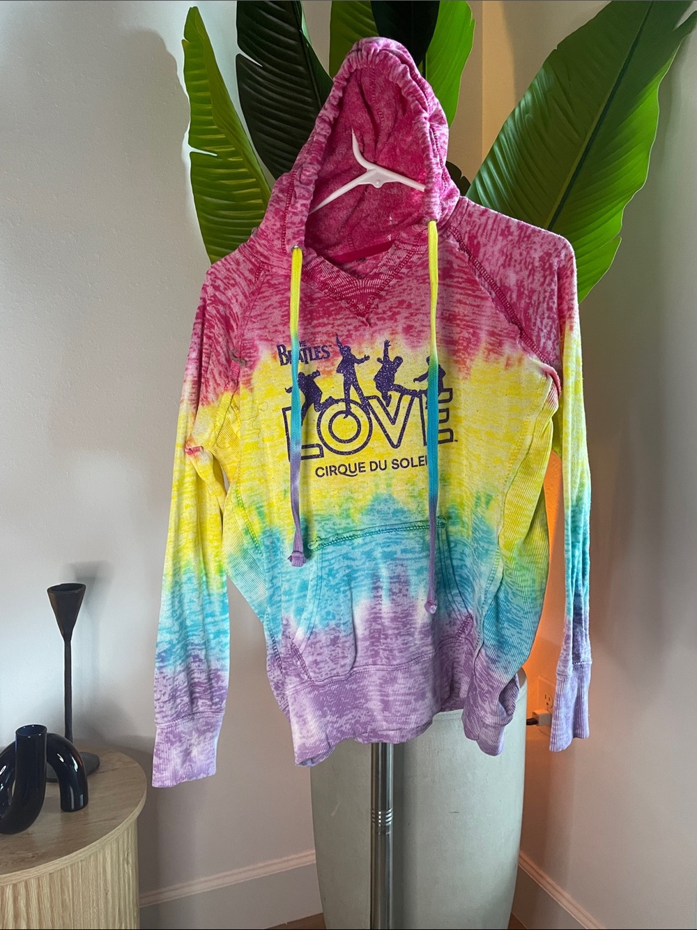 Cirque du Soleil LOVE Tie-Dye Hooded Pullover in Pink, Yellow, Blue, Purple